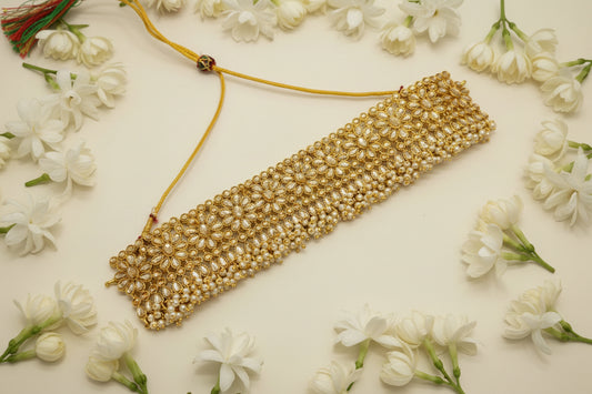 Tinted Gold Floral Choker