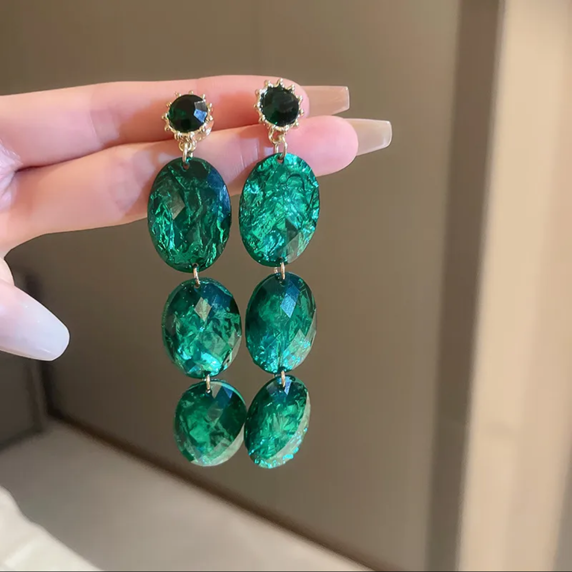 Emerald Drip Earrings
