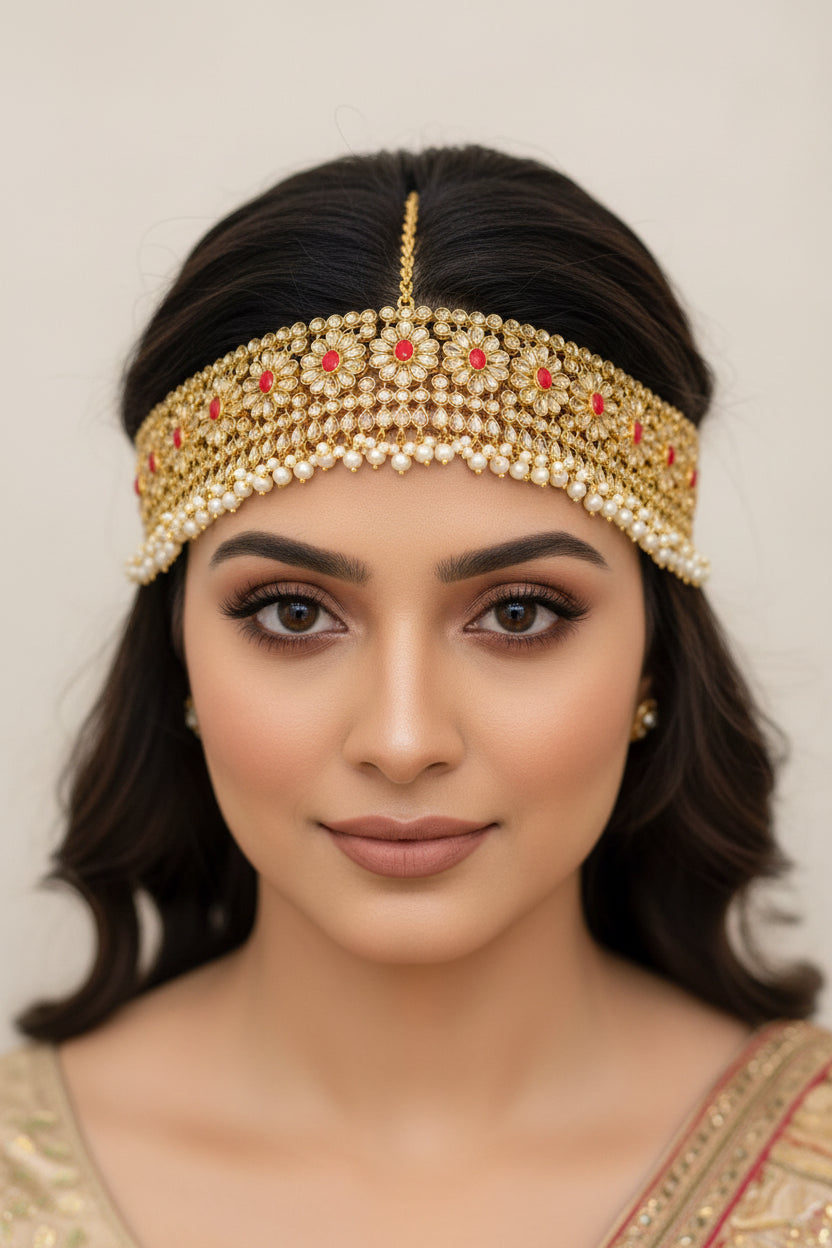 Red Floral Pearl Choker