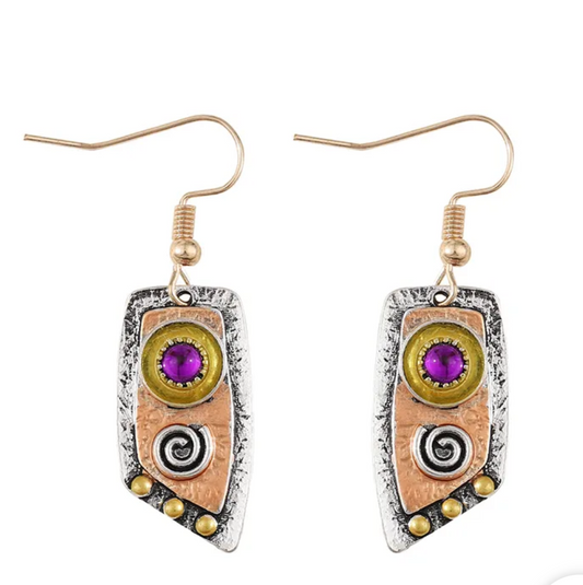 Retro Geometric Drop Earrings