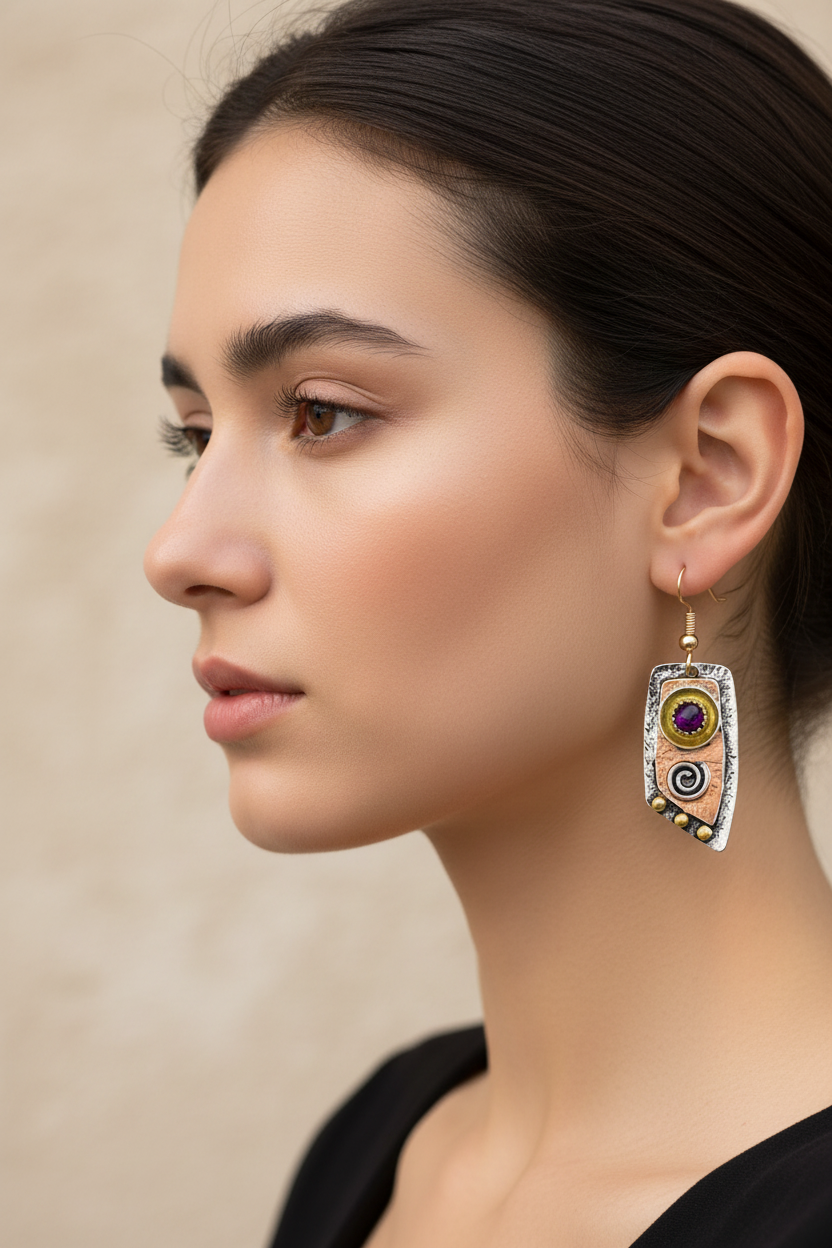 Retro Geometric Drop Earrings