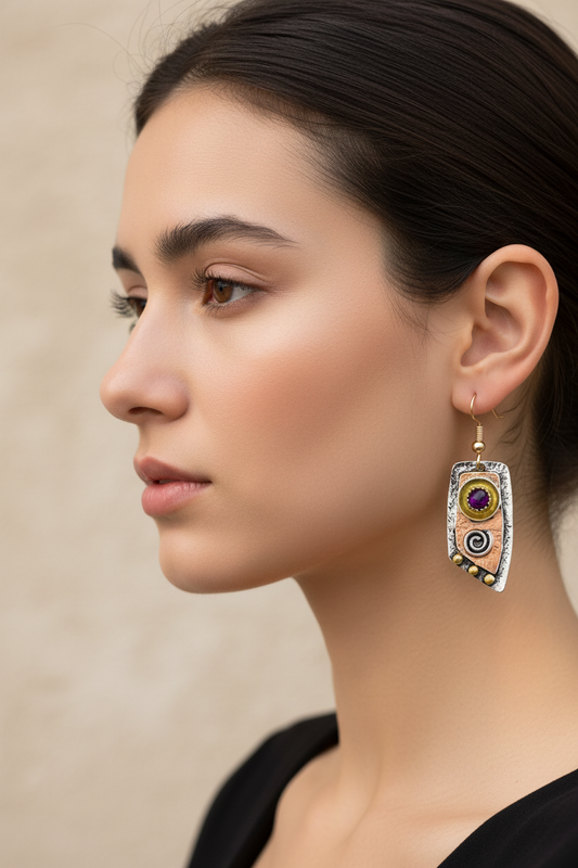 Retro Geometric Drop Earrings