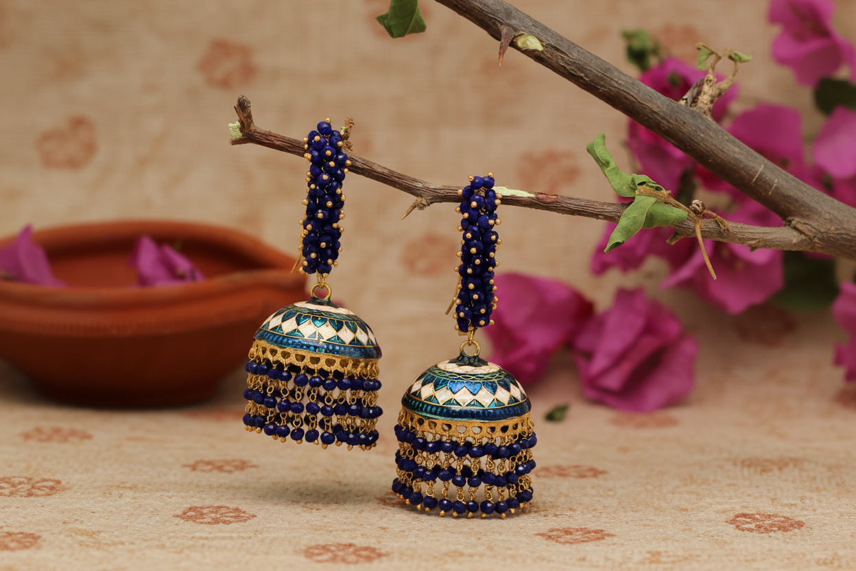 Royal Meenakari Jhumkas