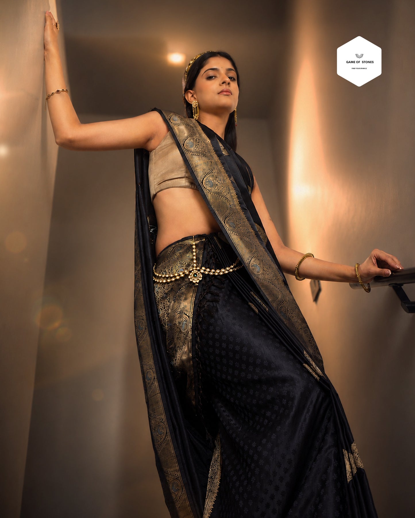 Midnight Black Benarasi Silk Saree