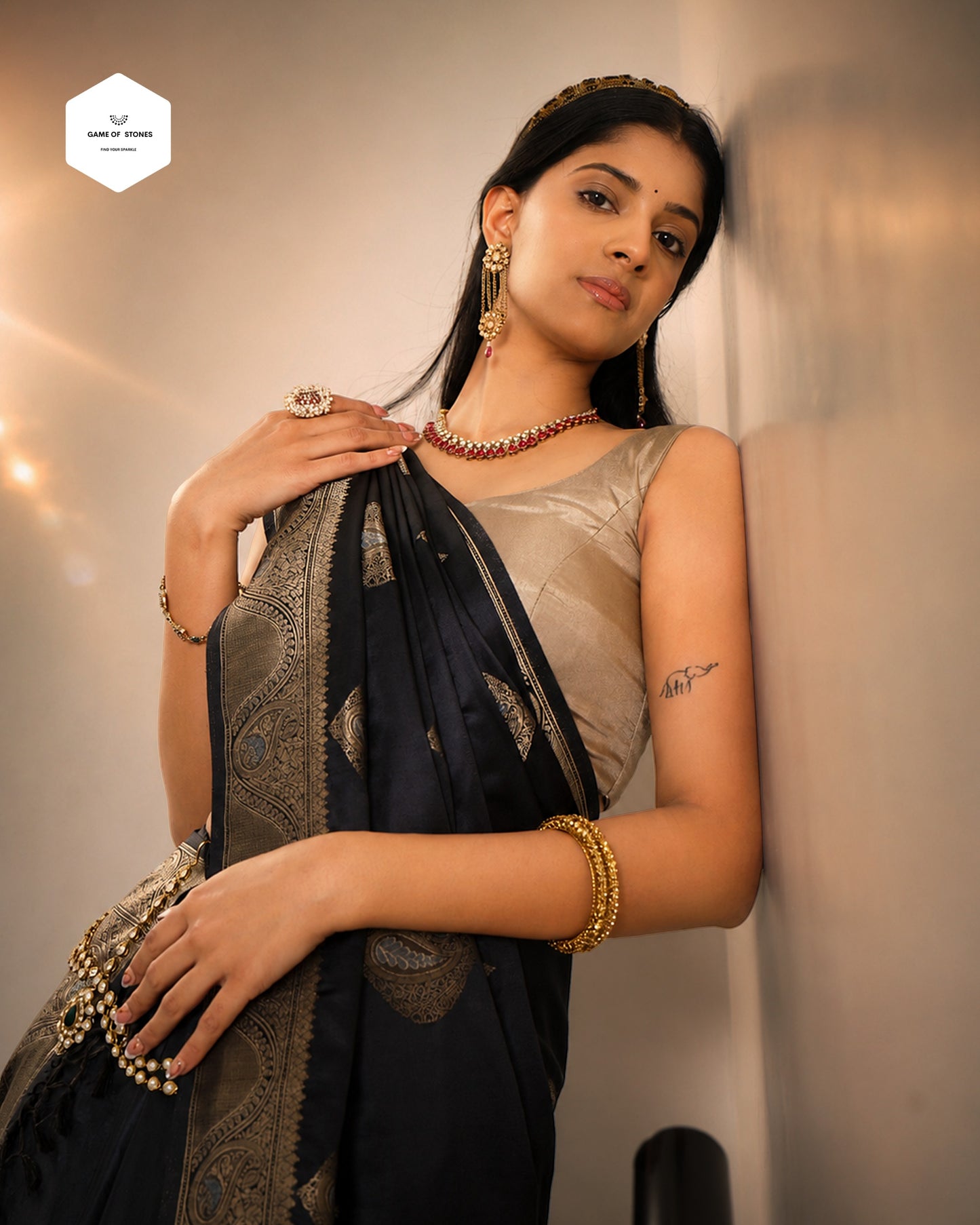 Midnight Black Benarasi Silk Saree