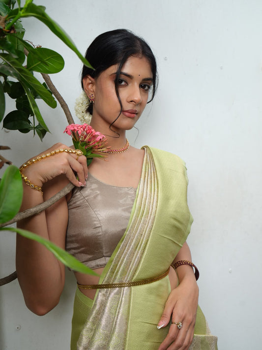 Soft Pista Green Handwoven Silk Saree