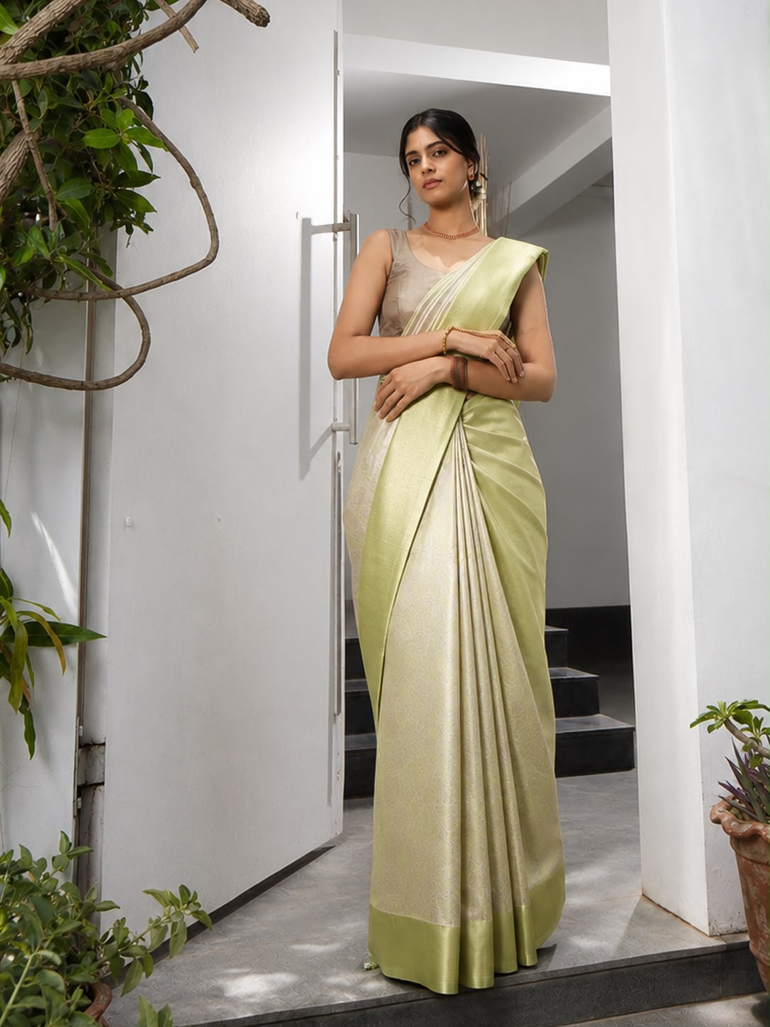 Soft Pista Green Handwoven Silk Saree